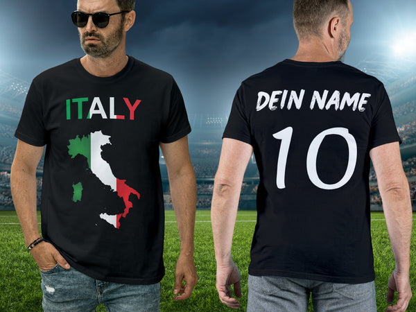 Personalisierte Italien Fan T-Shirt | Individueller Name und Nummer | Für die EM 2024 I Herren, Damen und Kinder I Europameisterschaft