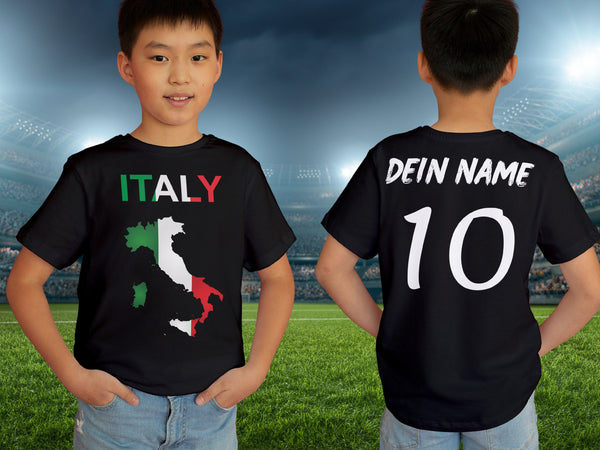 Personalisierte Italien Fan T-Shirt | Individueller Name und Nummer | Für die EM 2024 I Herren, Damen und Kinder I Europameisterschaft