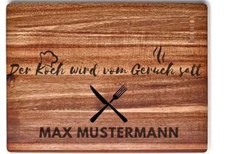 Großes Schneidebrett personalisiert, Gravur, Brett aus Akazie, Masterchef, der beste Koch, Geschenk für alle Anlässe, Geburtstag, Hochzeit
