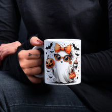 Halloween Tasse mit süßem Geister-Design | Kaffeetasse mit Kürbis und Fledermäusen | Perfekt für Herbst und Halloween Dekor