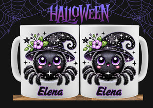 Halloween Tasse, mit NAME,mit schönem Spinnenmotiv, Geschenk für Familie, Freunde, Personalisiert, HOCHWERTIGER beidseitiger DRUCK
