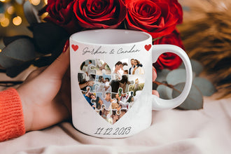 Valentinstag Herz Puzzle Photo Tasse Geschenk - Personalisierte Keramiktasse - Einzigartiges Geschenk für Partner  - Kaffee Tasse- Für Paare