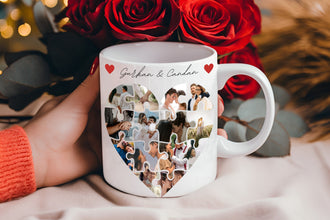 Valentinstag Herz Puzzle Photo Tasse Geschenk - Personalisierte Keramiktasse - Einzigartiges Geschenk für Partner  - Kaffee Tasse- Für Paare