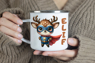 Superhelden niedliche Tiere Kindertasse,Emaille Tasse Kinder,Tasse Kinder personalisiert,Kindertasse mit Namen,Superhelden Emaille Tasse, 4