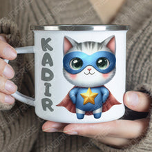 Superhelden niedliche Tiere Kindertasse,Emaille Tasse Kinder,Tasse Kinder personalisiert,Kindertasse mit Namen,Superhelden Emaille Tasse, 6