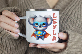 Superhelden niedliche Tiere Kindertasse,Emaille Tasse Kinder,Tasse Kinder personalisiert,Kindertasse mit Namen,Superhelden Emaille Tasse, 4