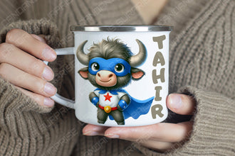 Superhelden niedliche Tiere Kindertasse,Emaille Tasse Kinder,Tasse Kinder personalisiert,Kindertasse mit Namen,Superhelden Emaille Tasse, 4