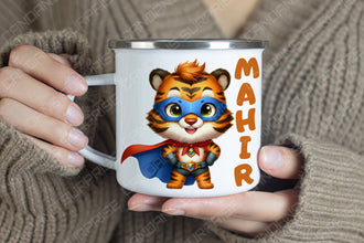Superhelden niedliche Tiere Kindertasse, Emaille Tasse Kinder,Tasse Kinder personalisiert, Kindertasse mit Namen,Superhelden Emaille Tasse 2