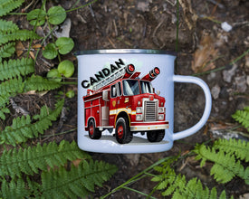 Feuerwehr Kindertasse, Emaille Tasse Kinder, Tasse Kinder personalisiert, Kindertasse mit Namen, Emaille Tasse,