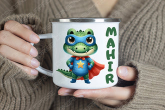 Superhelden niedliche Tiere Kindertasse, Emaille Tasse Kinder,Tasse Kinder personalisiert, Kindertasse mit Namen,Superhelden Emaille Tasse 2