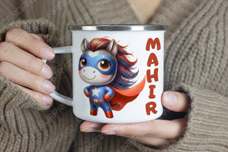 Superhelden niedliche Tiere Kindertasse, Emaille Tasse Kinder,Tasse Kinder personalisiert, Kindertasse mit Namen,Superhelden Emaille Tasse 2