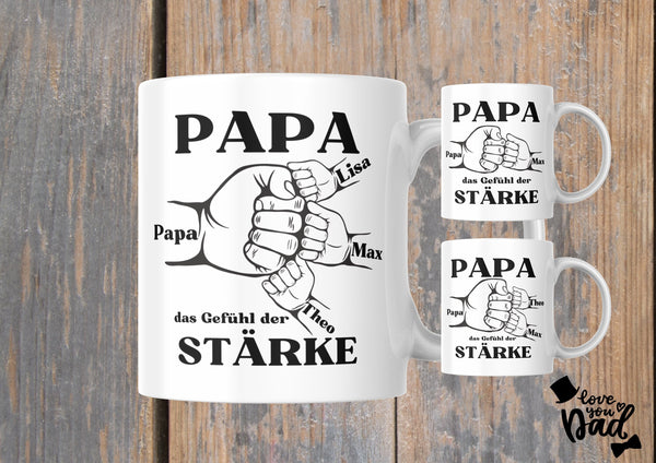 Vatertagsgeschenk mit NAMEN der Kinder, Tasse für PAPA, BESTER Papa, beidseitiger Druck, mit Text, schönes Geschenk,Familie