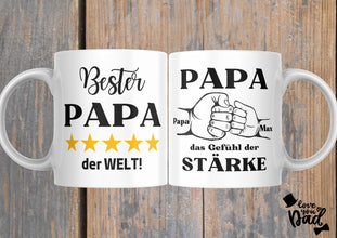 Vatertagsgeschenk mit NAMEN der Kinder, Tasse für PAPA, BESTER Papa, beidseitiger Druck, mit Text, schönes Geschenk,Familie