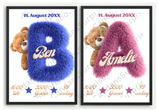 Geschenk zur Geburt, Kinderzimmer, Blickfang Geburtsposter, Buchstaben Poster, Geburtstag, Deko, Bild, Wandbilder, Geschenkidee, Taufe