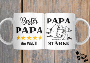 Vatertagsgeschenk mit NAMEN der Kinder, Tasse für PAPA, BESTER Papa, beidseitiger Druck, mit Text, schönes Geschenk,Familie