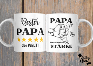 Vatertagsgeschenk mit NAMEN der Kinder, Tasse für PAPA, BESTER Papa, beidseitiger Druck, mit Text, schönes Geschenk,Familie