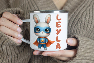 Superhelden niedliche Tiere Kindertasse,Emaille Tasse Kinder,Tasse Kinder personalisiert, Kindertasse mit Namen,Superhelden Emaille Tasse, 3