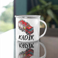 Feuerwehr Kindertasse, Emaille Tasse Kinder, Tasse Kinder personalisiert, Kindertasse mit Namen, Emaille Tasse,
