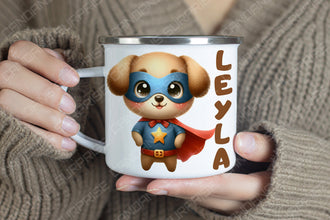 Superhelden niedliche Tiere Kindertasse,Emaille Tasse Kinder,Tasse Kinder personalisiert, Kindertasse mit Namen,Superhelden Emaille Tasse, 3