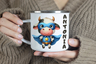 Superhelden niedliche Tiere Kindertasse,Emaille Tasse Kinder,Tasse Kinder personalisiert, Kindertasse mit Namen,Superhelden Emaille Tasse, 3