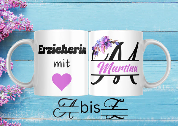 Erziehergeschenk Abschiedsgeschenk Tasse mit Namen Kindergarten Schulkind Einschulung - Erzieherinnen - Erzieherin - Lehrer - Lehrerin
