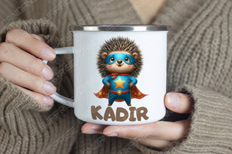 Superhelden niedliche Tiere Kindertasse,Emaille Tasse Kinder,Tasse Kinder personalisiert, Kindertasse mit Namen,Superhelden Emaille Tasse, 3
