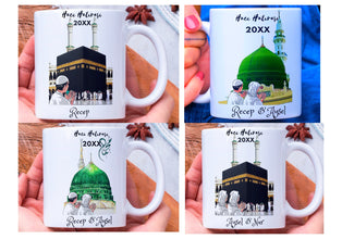 Islamische Tasse, Haddsch Erinnerung, Hac Hatirasi, beidseitiger Druck, Mekka, grüne Kuppel, kabe, yesil kubbe, personalisierte Tassen
