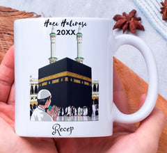 Islamische Tasse, Haddsch Erinnerung, Hac Hatirasi, beidseitiger Druck, Mekka, grüne Kuppel, kabe, yesil kubbe, personalisierte Tassen
