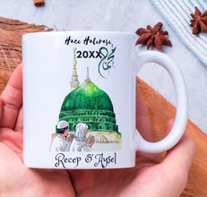 Islamische Tasse, Haddsch Erinnerung, Hac Hatirasi, beidseitiger Druck, Mekka, grüne Kuppel, kabe, yesil kubbe, personalisierte Tassen