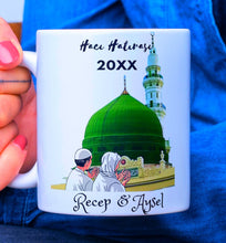 Islamische Tasse, Haddsch Erinnerung, Hac Hatirasi, beidseitiger Druck, Mekka, grüne Kuppel, kabe, yesil kubbe, personalisierte Tassen