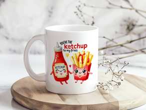 Ketchup & Fries Tasse – Süßes Cartoon-Design – Geschenk für Paare, Freunde & Kaffeeliebhaber – Lustige Kaffeetasse