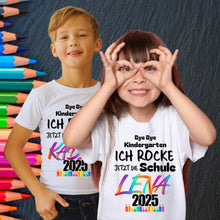 Schulkindtshirt, Schulanfang Tshirt mit NAMEN, ich ROCKE die Schule,Kita, Abschied Kindergarten, Schulanfang Geschenk,Schulkind,Einschulung